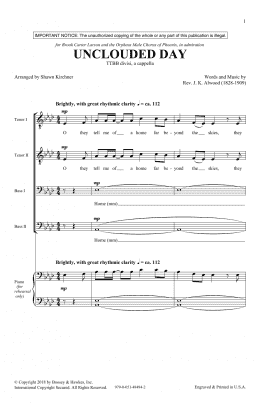 page one of Unclouded Day (from Heavenly Home: Three American Songs) (TTBB Choir)