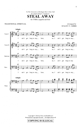 page one of Steal Away (TTBB Choir)