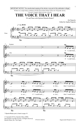 page one of The Voice That I Hear (2-Part Choir)