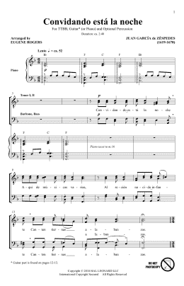 page one of Convidando Esta La Noche (arr. Eugene Rogers) (TTBB Choir)