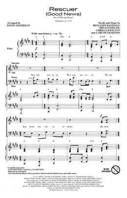 page one of Rescuer (Good News) (arr. David Angerman) (SATB Choir)