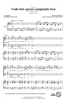 page one of Vado Ben Spesso Cangiando Loco (arr. Brandon Williams) (TB Choir)