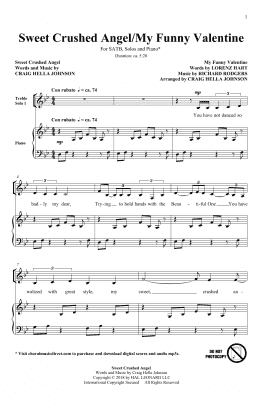 page one of Sweet Crushed Angel/My Funny Valentine (arr. Craig Hella Johnson) (SATB Choir)