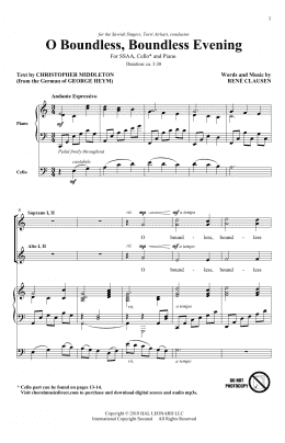page one of O Boundless, Boundless Evening (SSA Choir)