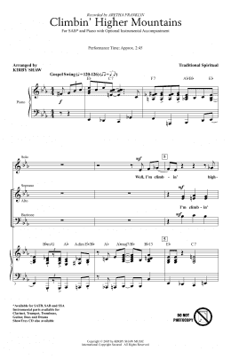 page one of Climbin' Higher Mountains (arr. Kirby Shaw) (SAB Choir)