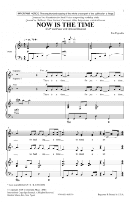 page one of Now Is The Time (SSA Choir)