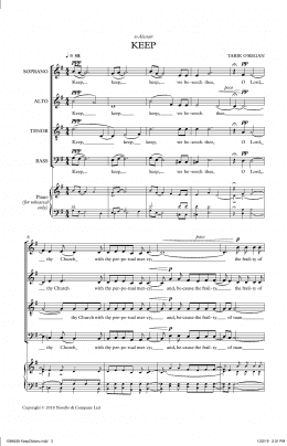 page one of Keep (SATB Choir)