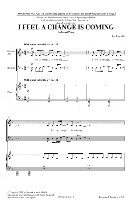 page one of I Feel A Change Is Coming (SAB Choir)