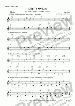 page one of Skip To My Lou (GS) Instructions to practice a guitar solo arrangement