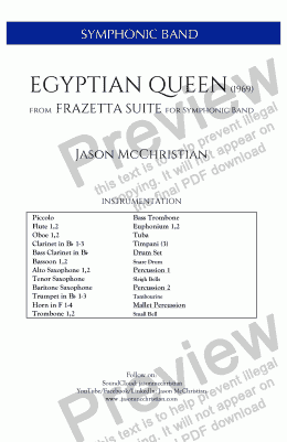 page one of Egyptian Queen from FRAZETTA SUITE for Symphonic Band
