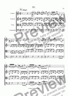 page one of String Quartet no. 1 in F Major Op. 4, Mvt. 4, Allegro