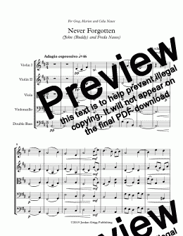 page one of Never Forgotten (John (Buddy) and Freda Nauss) - Score and parts