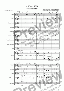 page one of A Winter Walk  (Valse Lente) for choir and Orchestra