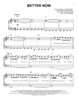 page one of Better Now (Easy Piano)