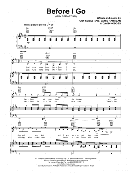 page one of Before I Go (Piano, Vocal & Guitar Chords (Right-Hand Melody))