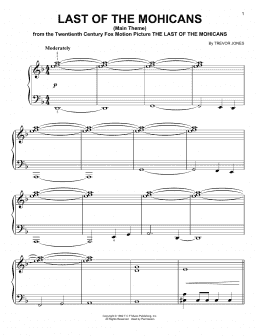 page one of Last Of The Mohicans (Main Theme) (Easy Piano)
