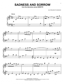 page one of Sadness And Sorrow (from Naruto) (Easy Piano)