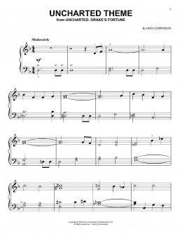 page one of Uncharted Theme (Easy Piano)