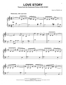 page one of Love Story (Easy Piano)