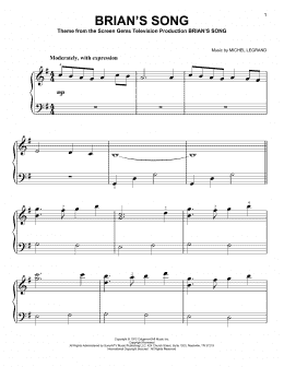 page one of Brian's Song (Easy Piano)