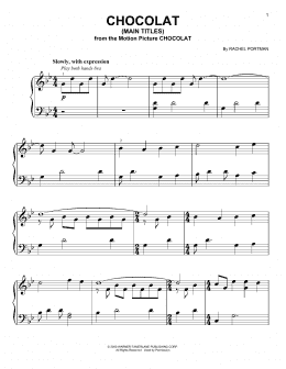 page one of Chocolat (Main Titles) (Easy Piano)