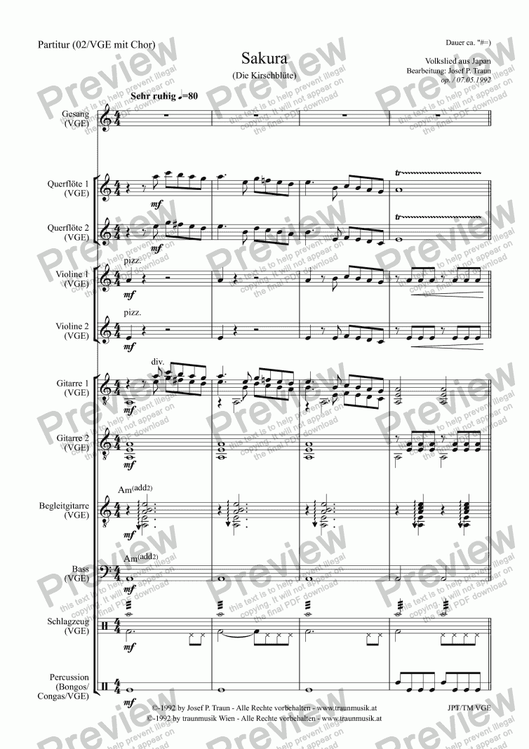 page one of Sakura (VGE/Score & Parts)