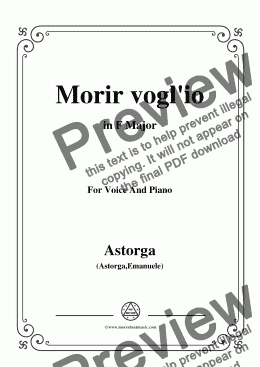 page one of Astorga-Morir vogl'io,in F Major,for Voice and Piano