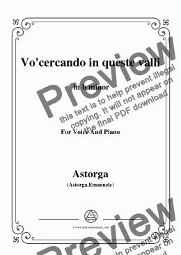 page one of Astorga-Vo'cercando in queste valli,in b minor,for Voice and Piano