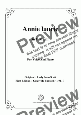 page one of Bantock-Folksong,Annie laurie,in C Major,for Voice and Piano