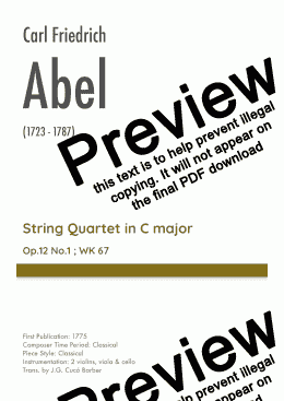 page one of Abel - String Quartet in C major