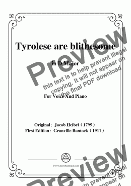 page one of Bantock-Folksong,Tyrolese are blithesome(Tyroler sind lustig),in D Major,for voice and piano