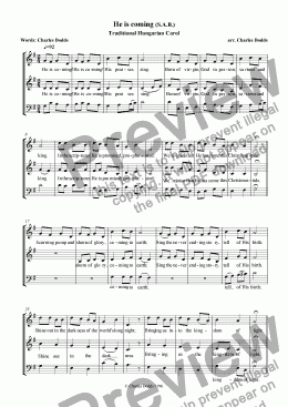 page one of He is coming! - Trad. Hungarian Carol