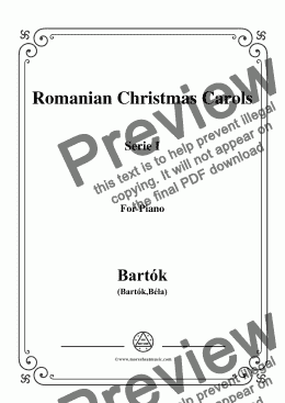page one of Bartók-Romanian Christmas Carols, Sz.57 Serie I,for Piano