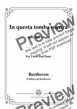page one of Beethoven-In questa tomba oscura in G flat Major,for voice and piano