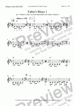 page one of Fabio's Blues 1 (GS plus TAB/ plus addtional parts for "The Junior Band")