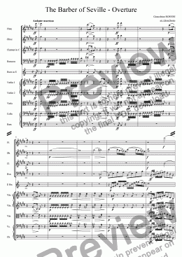 page one of The Barber of Seville - Overture