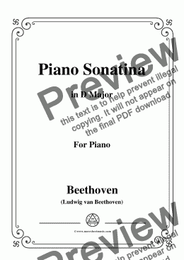 page one of Beethoven-Piano Sonatina in D Major,for Piano