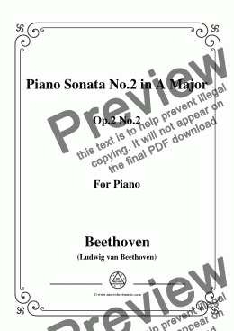 page one of Beethoven-Piano Sonata No.2 in A Major Op.2 No.2,for Piano