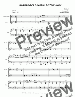 page one of Somebody's Knockin' At Your Door (Duet for Bb-Trumpet & French Horn)