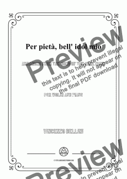 page one of Bellini-Per pietà,bell' idol mio,for Violin and Piano