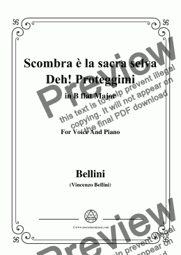 page one of Bellini-Scombra è la sacra selva,Deh Proteggimi,from 'Norma',in B flat Major,for Voice and Piano