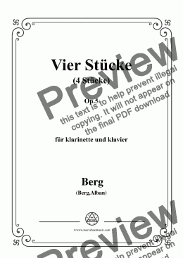 page one of Berg-Vier stücke für klarinette und klavier Op.5,for clarinet and Piano