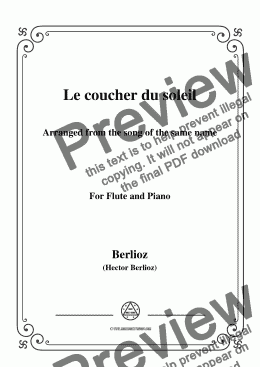 page one of Berlioz-Le coucher du soleil,for Flute and Piano