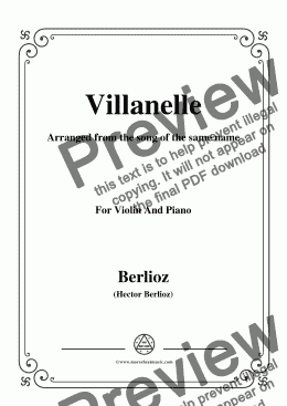 page one of Berlioz-Villanelle,for Violin and Piano