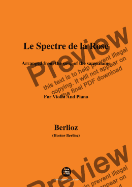 page one of Berlioz-Le Spectre de la Rose,for Violin and Piano