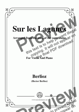page one of Berlioz-Sur les Lagunes,for Violin and Piano
