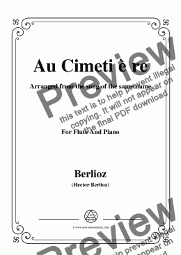 page one of Berlioz-Au Cimetière,for Flute and Piano