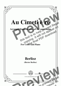 page one of Berlioz-Au Cimetière,for Cello and Piano