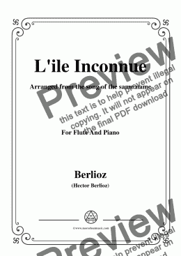 page one of Berlioz-L'ile Inconnue,for Flute and Piano