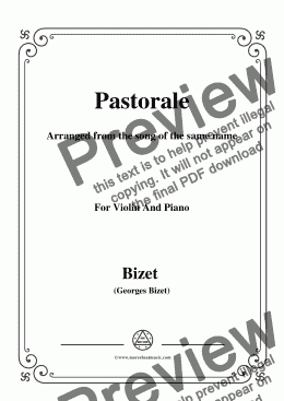 page one of Bizet-Pastorale,for Violin and Piano